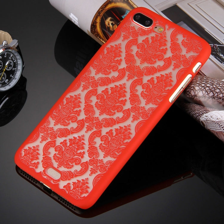 For iPhone 8 Plus & 7 Plus   Embossed Flowers Pattern Plastic Protective Case