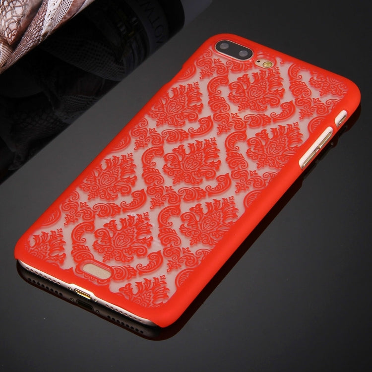 For iPhone 8 Plus & 7 Plus   Embossed Flowers Pattern Plastic Protective Case