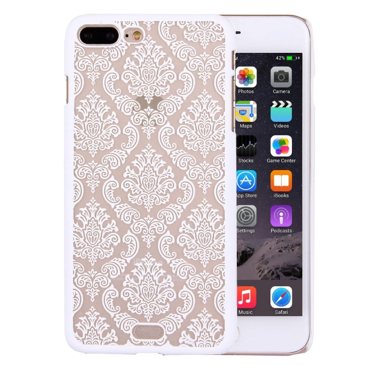 For iPhone 8 Plus & 7 Plus   Embossed Flowers Pattern Plastic Protective Case