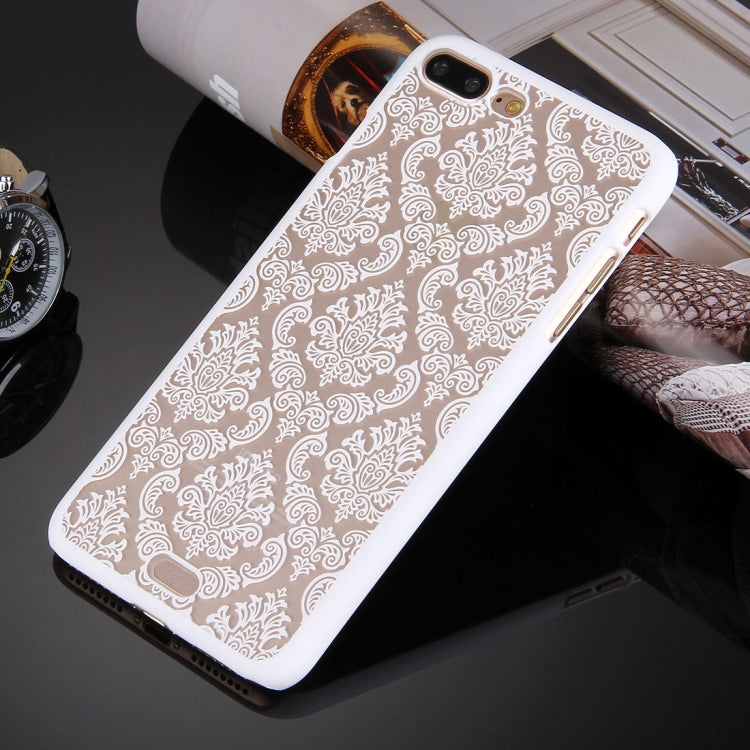 For iPhone 8 Plus & 7 Plus   Embossed Flowers Pattern Plastic Protective Case