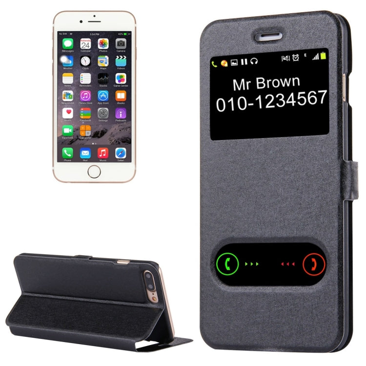 For iPhone 8 Plus & 7 Plus   Solid Color Horizontal Flip Leather Case with Call Display ID & Holder & Magnetic Buckle