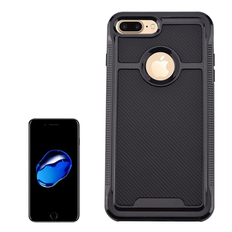 For iPhone 8 Plus & 7 Plus   Carbon Fiber Texture TPU + PC Combination Back Case