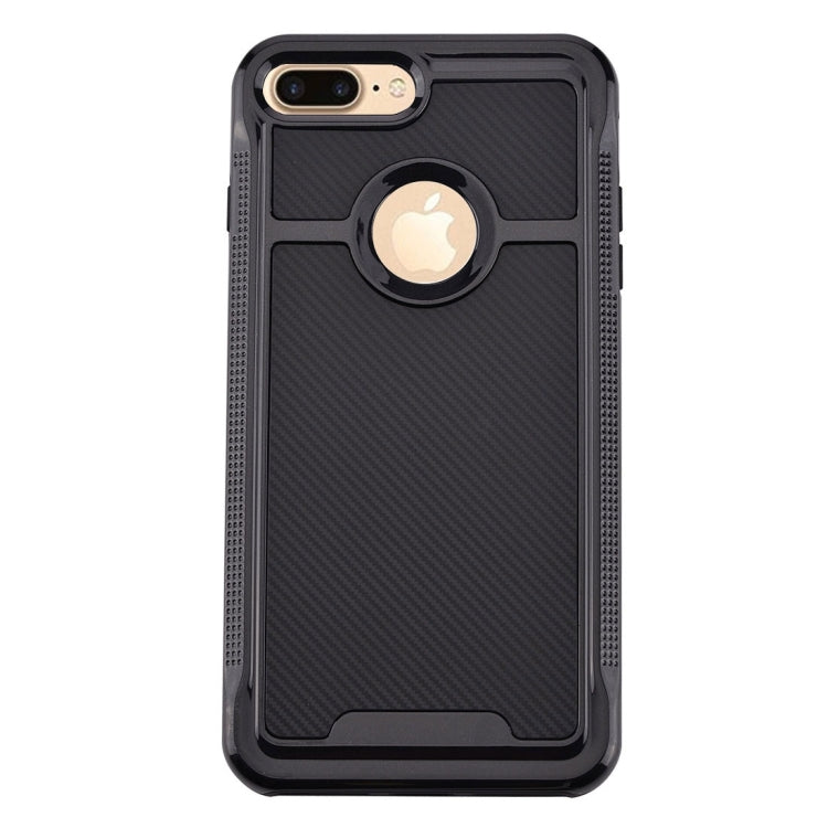 For iPhone 8 Plus & 7 Plus   Carbon Fiber Texture TPU + PC Combination Back Case