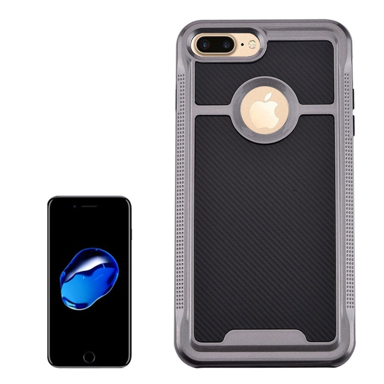 For iPhone 8 Plus & 7 Plus   Carbon Fiber Texture TPU + PC Combination Back Case