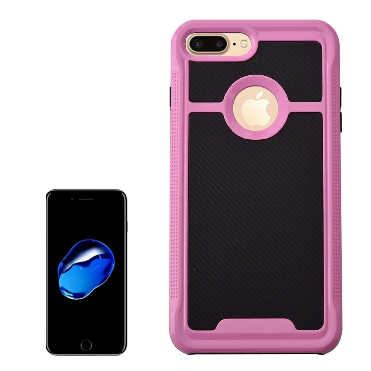 For iPhone 8 Plus & 7 Plus   Carbon Fiber Texture TPU + PC Combination Back Case
