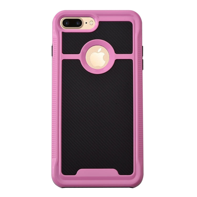 For iPhone 8 Plus & 7 Plus   Carbon Fiber Texture TPU + PC Combination Back Case