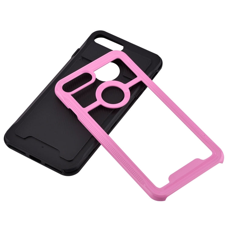 For iPhone 8 Plus & 7 Plus   Carbon Fiber Texture TPU + PC Combination Back Case