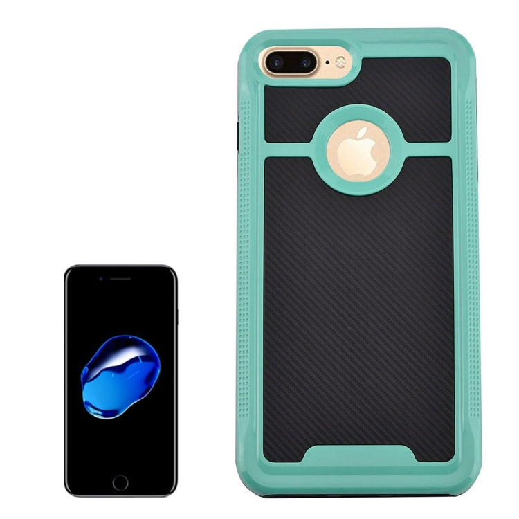 For iPhone 8 Plus & 7 Plus   Carbon Fiber Texture TPU + PC Combination Back Case
