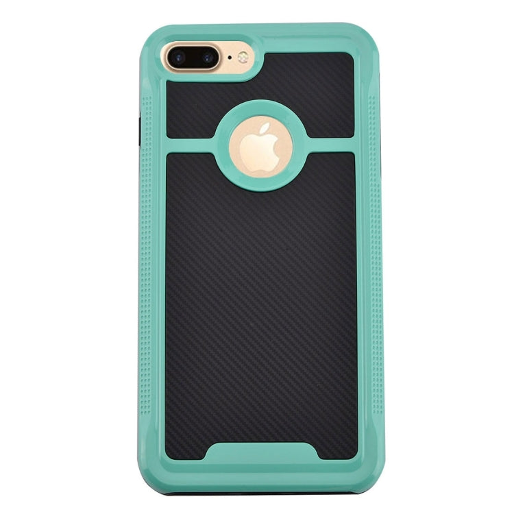 For iPhone 8 Plus & 7 Plus   Carbon Fiber Texture TPU + PC Combination Back Case