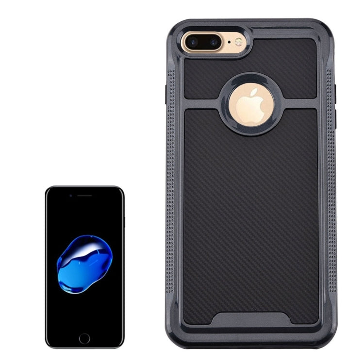 For iPhone 8 Plus & 7 Plus   Carbon Fiber Texture TPU + PC Combination Back Case