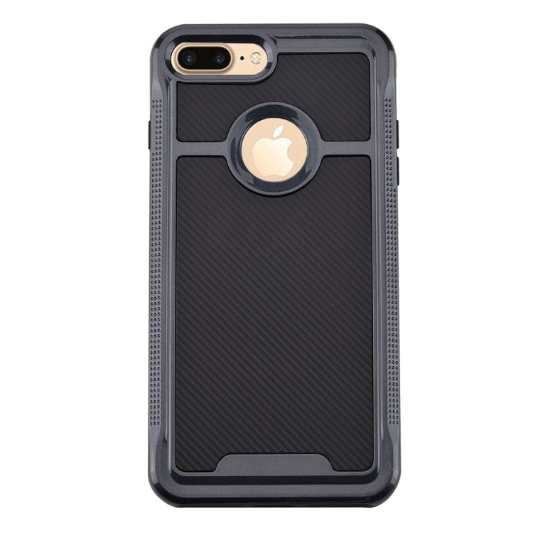 For iPhone 8 Plus & 7 Plus   Carbon Fiber Texture TPU + PC Combination Back Case
