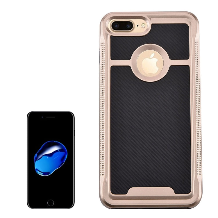 For iPhone 8 Plus & 7 Plus   Carbon Fiber Texture TPU + PC Combination Back Case