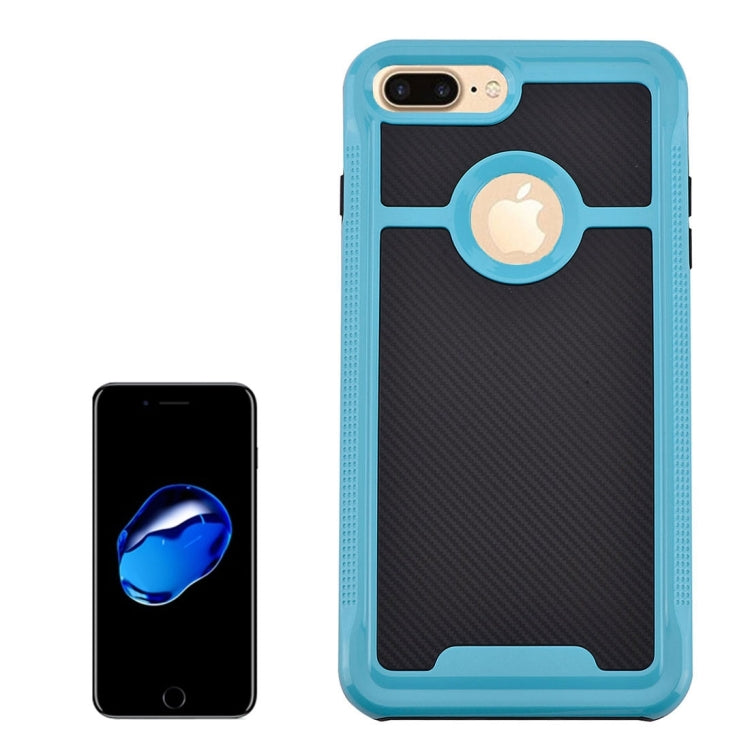 For iPhone 8 Plus & 7 Plus   Carbon Fiber Texture TPU + PC Combination Back Case