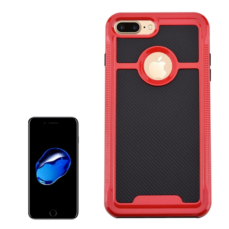 For iPhone 8 Plus & 7 Plus   Carbon Fiber Texture TPU + PC Combination Back Case