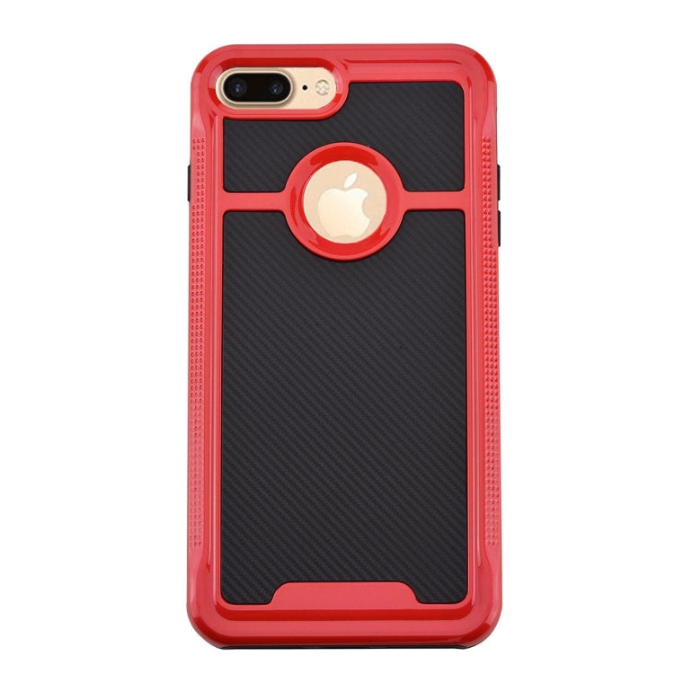 For iPhone 8 Plus & 7 Plus   Carbon Fiber Texture TPU + PC Combination Back Case