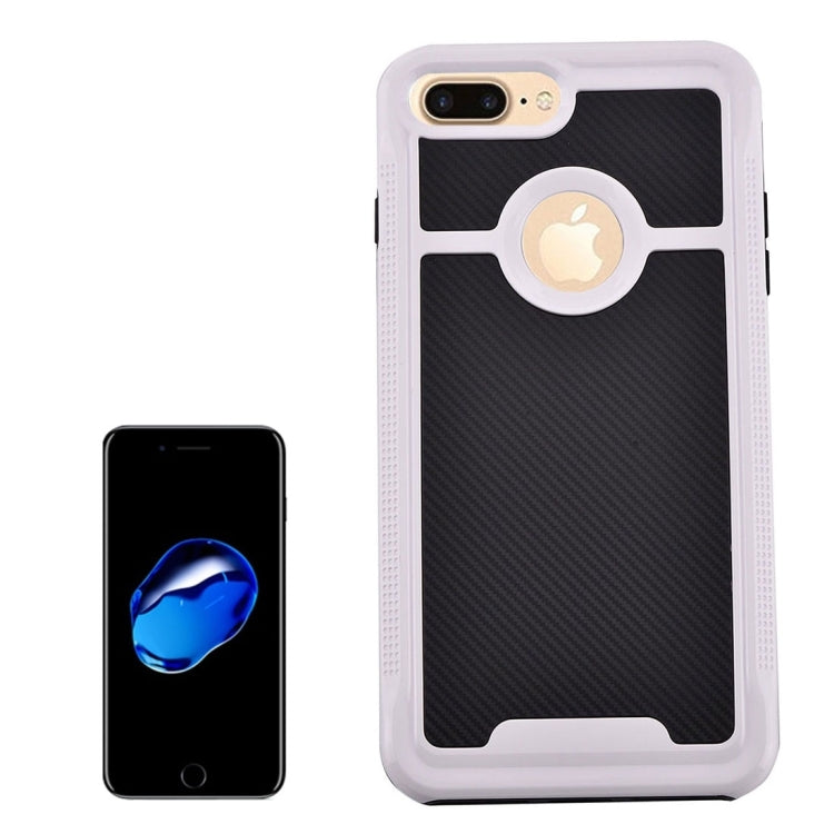 For iPhone 8 Plus & 7 Plus   Carbon Fiber Texture TPU + PC Combination Back Case