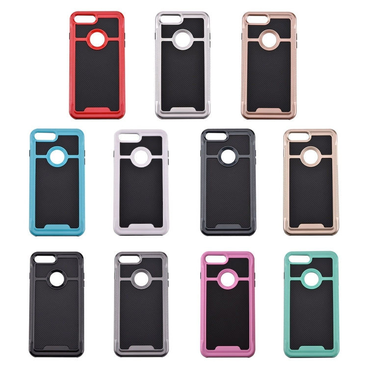 For iPhone 8 Plus & 7 Plus   Carbon Fiber Texture TPU + PC Combination Back Case