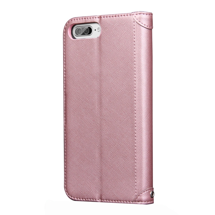 For iPhone 8 Plus & 7 Plus   Knead Skin Texture Splice Horizontal Flip Leather Case with Photo Frame & Card Slot & Holder & Wallet & Lanyard