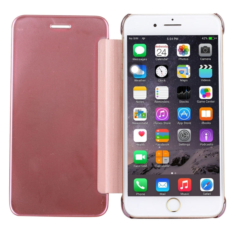 For iPhone 8 Plus & 7 Plus   Plating Mirror Horizontal Flip Leather Case