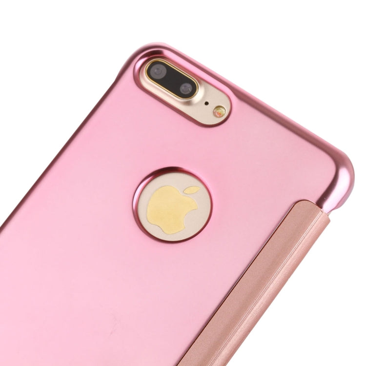 For iPhone 8 Plus & 7 Plus   Plating Mirror Horizontal Flip Leather Case