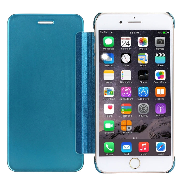 For iPhone 8 Plus & 7 Plus   Plating Mirror Horizontal Flip Leather Case