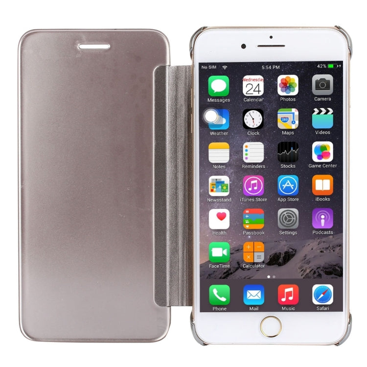 For iPhone 8 Plus & 7 Plus   Plating Mirror Horizontal Flip Leather Case