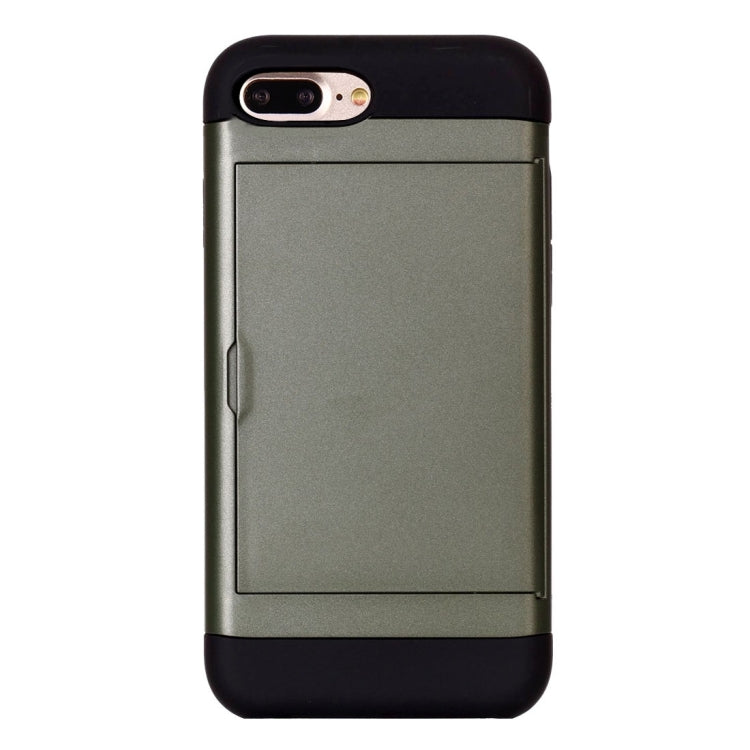For iPhone 8 Plus & 7 Plus   Slide Style TPU + PC Combination Case with Card Slot