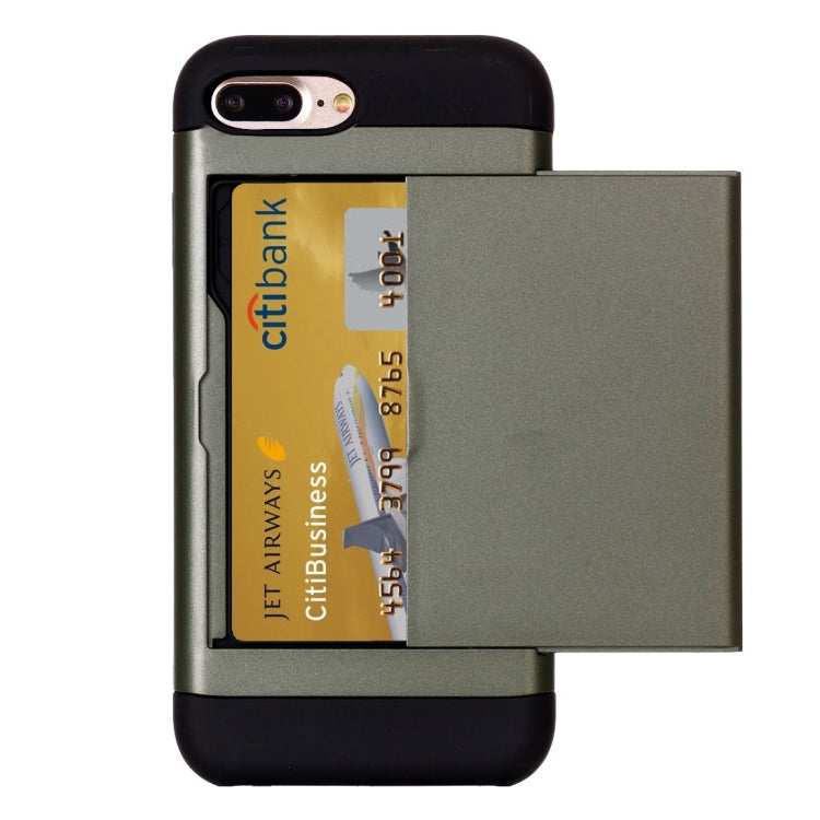 For iPhone 8 Plus & 7 Plus   Slide Style TPU + PC Combination Case with Card Slot