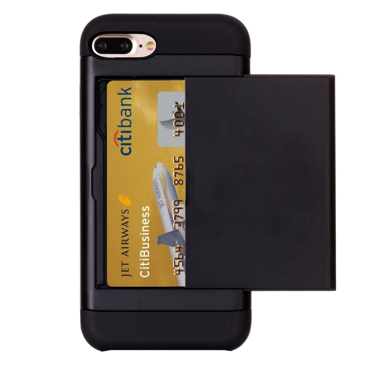 For iPhone 8 Plus & 7 Plus   Slide Style TPU + PC Combination Case with Card Slot