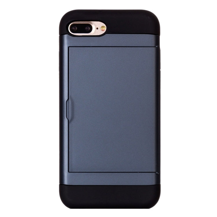 For iPhone 8 Plus & 7 Plus   Slide Style TPU + PC Combination Case with Card Slot