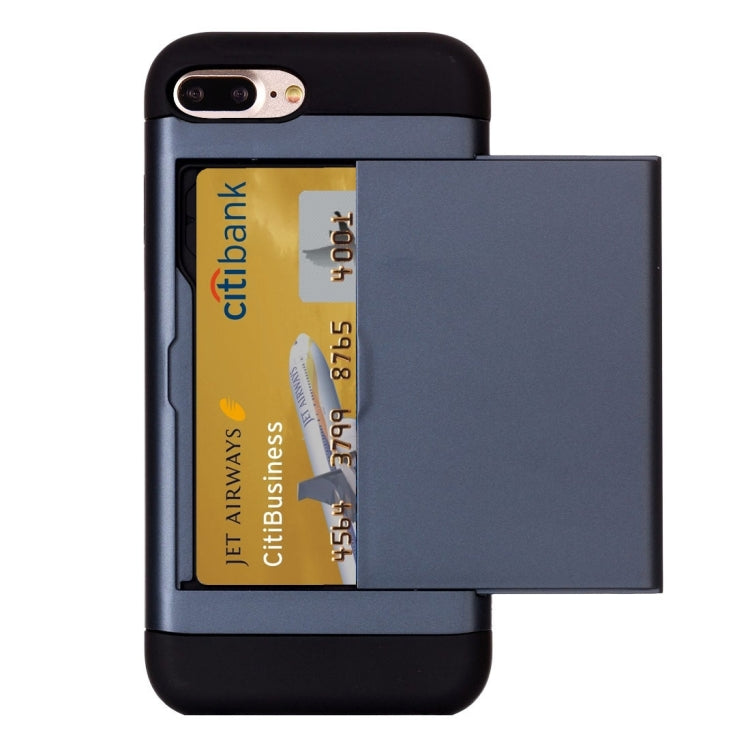 For iPhone 8 Plus & 7 Plus   Slide Style TPU + PC Combination Case with Card Slot