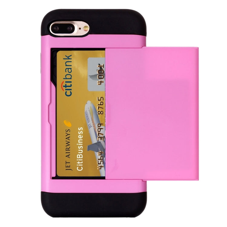 For iPhone 8 Plus & 7 Plus   Slide Style TPU + PC Combination Case with Card Slot