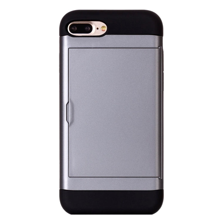 For iPhone 8 Plus & 7 Plus   Slide Style TPU + PC Combination Case with Card Slot