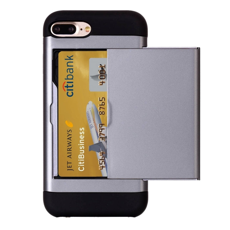 For iPhone 8 Plus & 7 Plus   Slide Style TPU + PC Combination Case with Card Slot