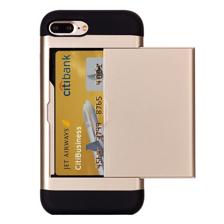 For iPhone 8 Plus & 7 Plus   Slide Style TPU + PC Combination Case with Card Slot