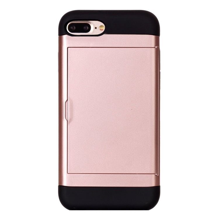 For iPhone 8 Plus & 7 Plus   Slide Style TPU + PC Combination Case with Card Slot