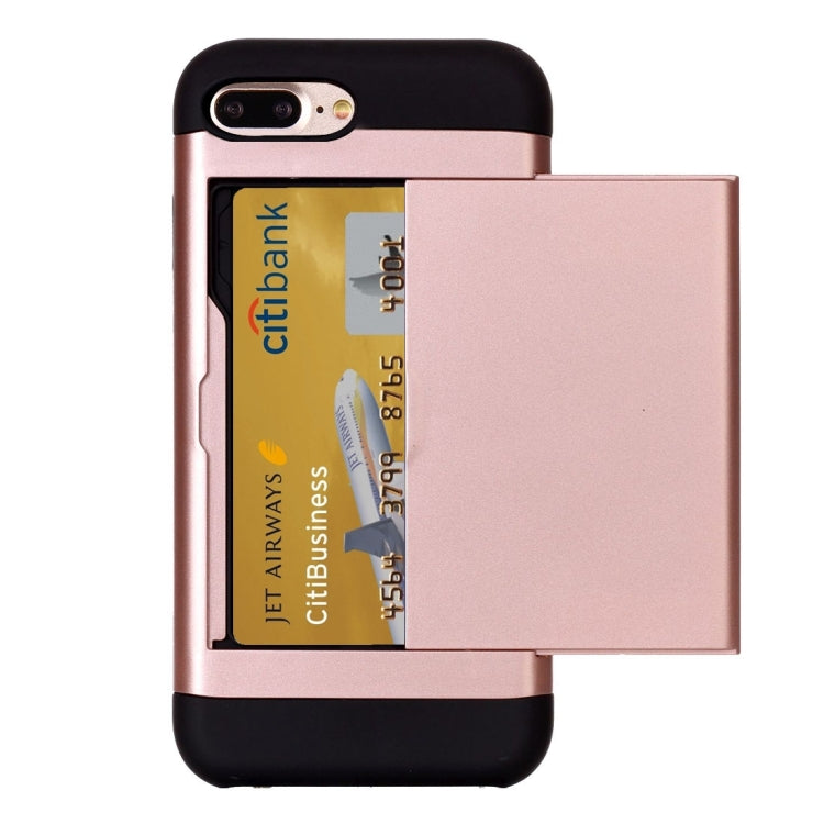 For iPhone 8 Plus & 7 Plus   Slide Style TPU + PC Combination Case with Card Slot