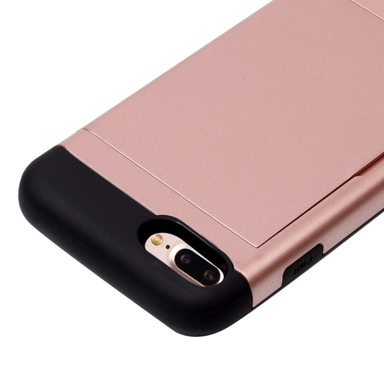 For iPhone 8 Plus & 7 Plus   Slide Style TPU + PC Combination Case with Card Slot
