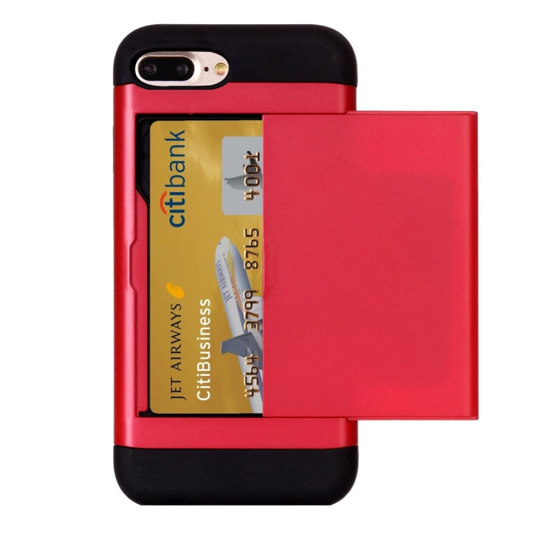 For iPhone 8 Plus & 7 Plus   Slide Style TPU + PC Combination Case with Card Slot