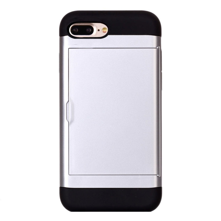For iPhone 8 Plus & 7 Plus   Slide Style TPU + PC Combination Case with Card Slot