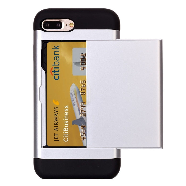 For iPhone 8 Plus & 7 Plus   Slide Style TPU + PC Combination Case with Card Slot