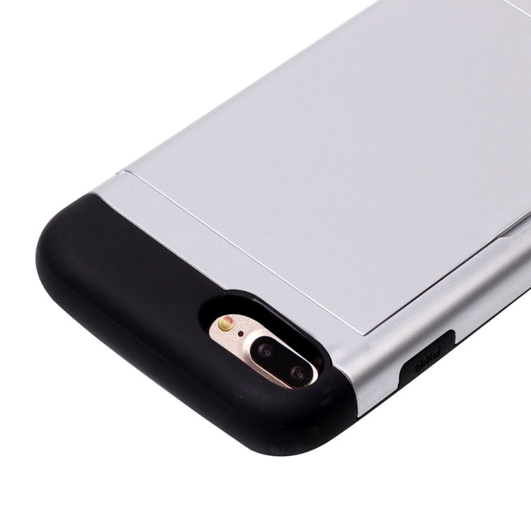 For iPhone 8 Plus & 7 Plus   Slide Style TPU + PC Combination Case with Card Slot