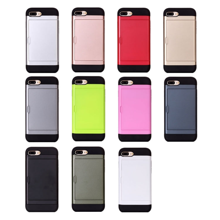 For iPhone 8 Plus & 7 Plus   Slide Style TPU + PC Combination Case with Card Slot