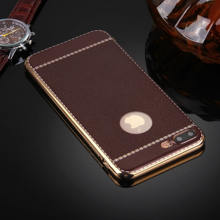 For iPhone 8 Plus & 7 Plus   3D Litchi Texture Soft TPU Protective Case