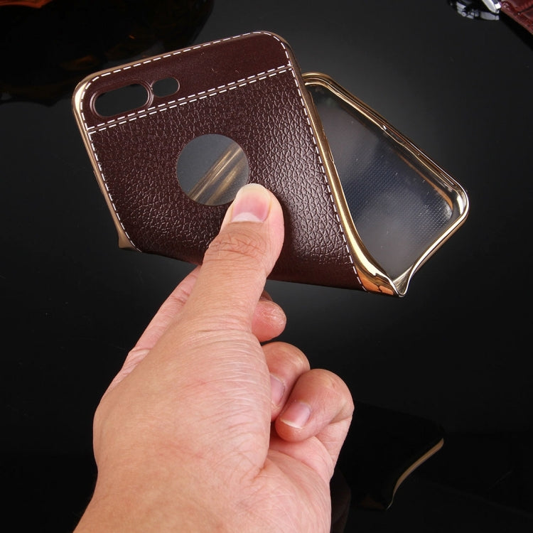 For iPhone 8 Plus & 7 Plus   3D Litchi Texture Soft TPU Protective Case