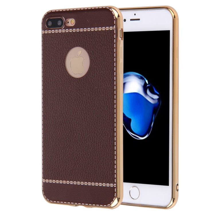 For iPhone 8 Plus & 7 Plus   3D Litchi Texture Soft TPU Protective Case