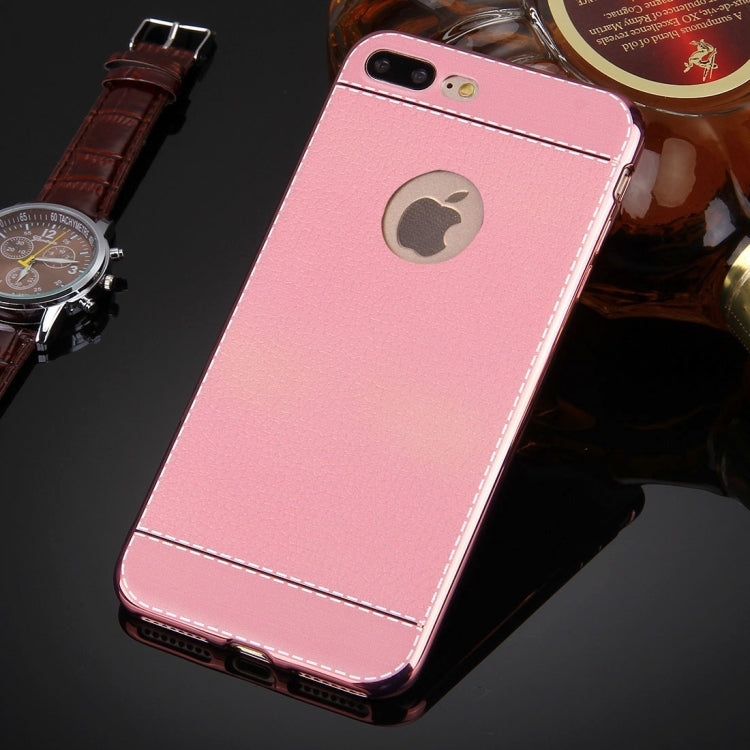 For iPhone 8 Plus & 7 Plus   3D Litchi Texture Soft TPU Protective Case