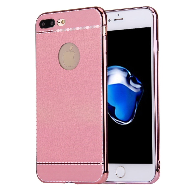 For iPhone 8 Plus & 7 Plus   3D Litchi Texture Soft TPU Protective Case