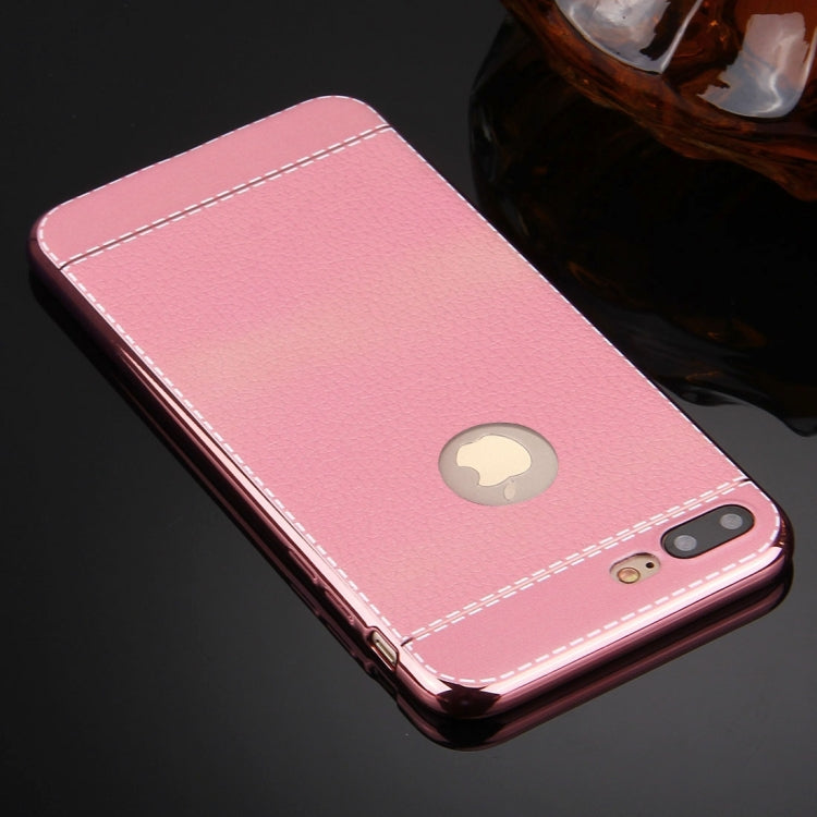 For iPhone 8 Plus & 7 Plus   3D Litchi Texture Soft TPU Protective Case