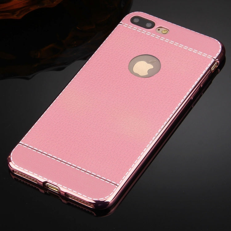 For iPhone 8 Plus & 7 Plus   3D Litchi Texture Soft TPU Protective Case